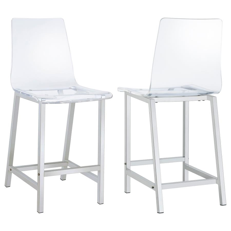 JUELIA CLEAR ACRYLIC COUNTER CHAIR CHROME (SET OF 2)