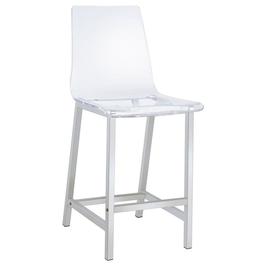 JUELIA CLEAR ACRYLIC COUNTER CHAIR CHROME (SET OF 2)