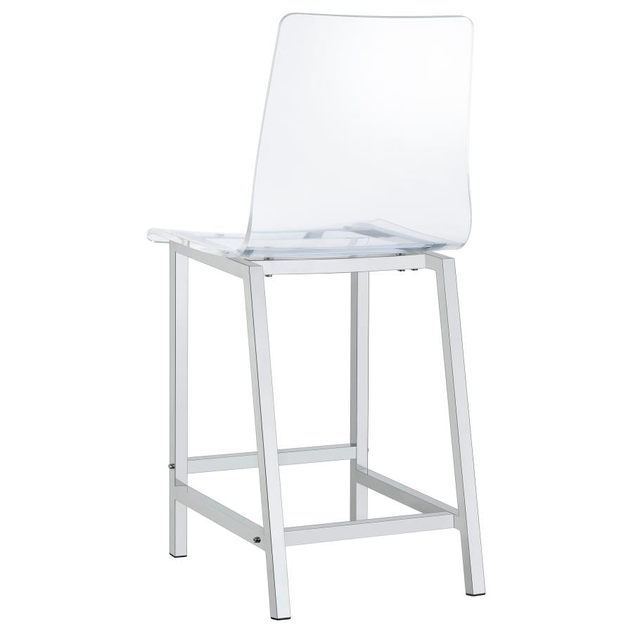 JUELIA CLEAR ACRYLIC COUNTER CHAIR CHROME (SET OF 2)