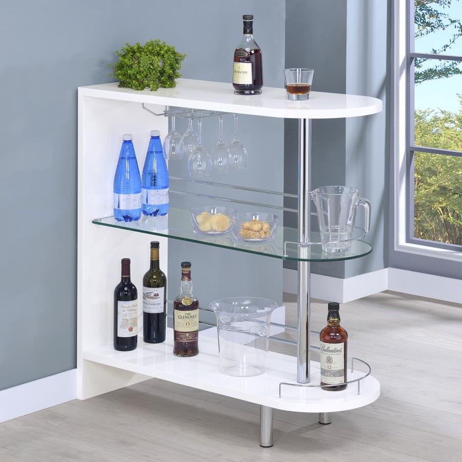 ADOLFO RECTANGULAR 2-TIER HOME BAR TABLE WHITE HIGH GLOSS