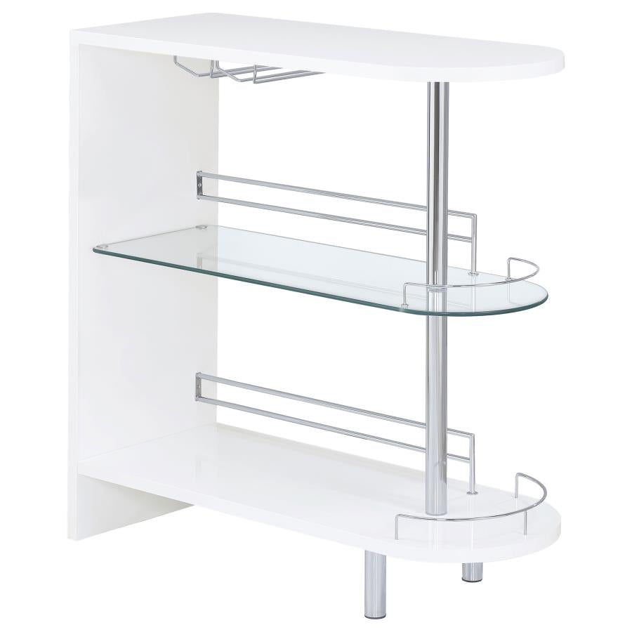 ADOLFO RECTANGULAR 2-TIER HOME BAR TABLE WHITE HIGH GLOSS