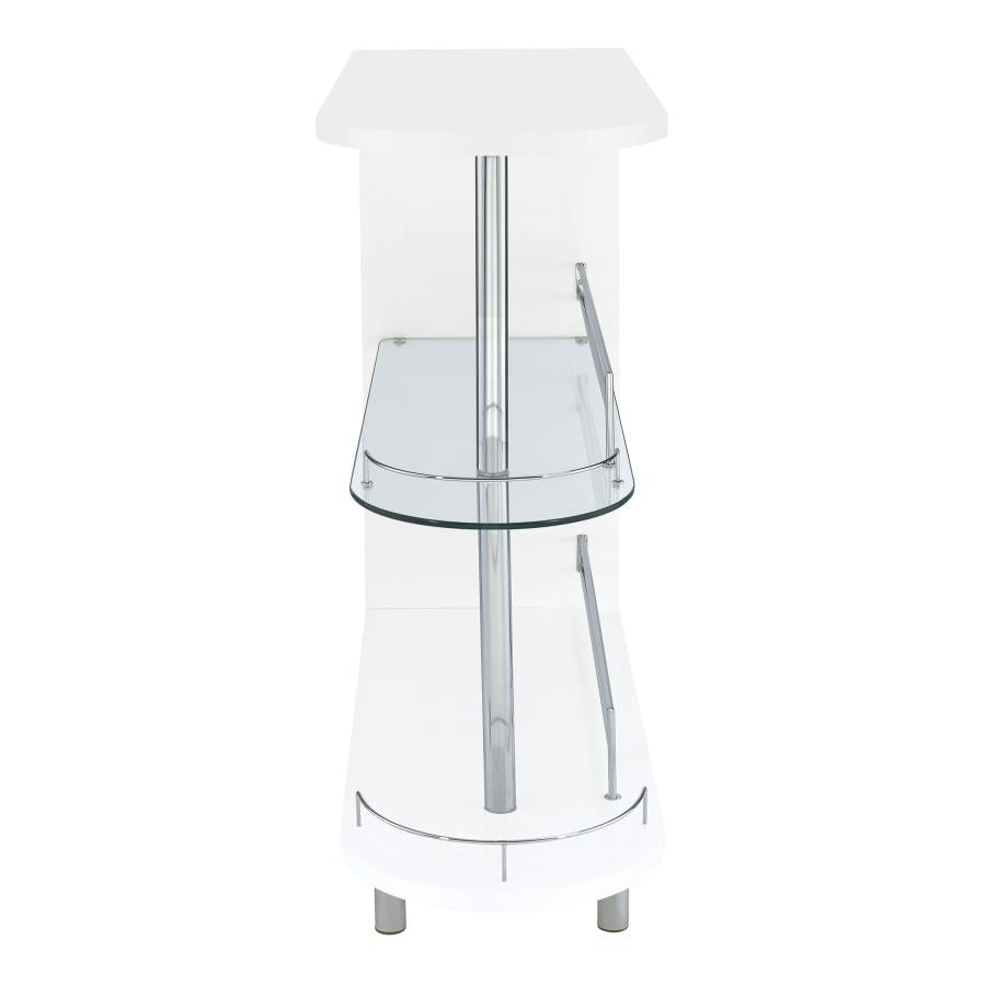ADOLFO RECTANGULAR 2-TIER HOME BAR TABLE WHITE HIGH GLOSS
