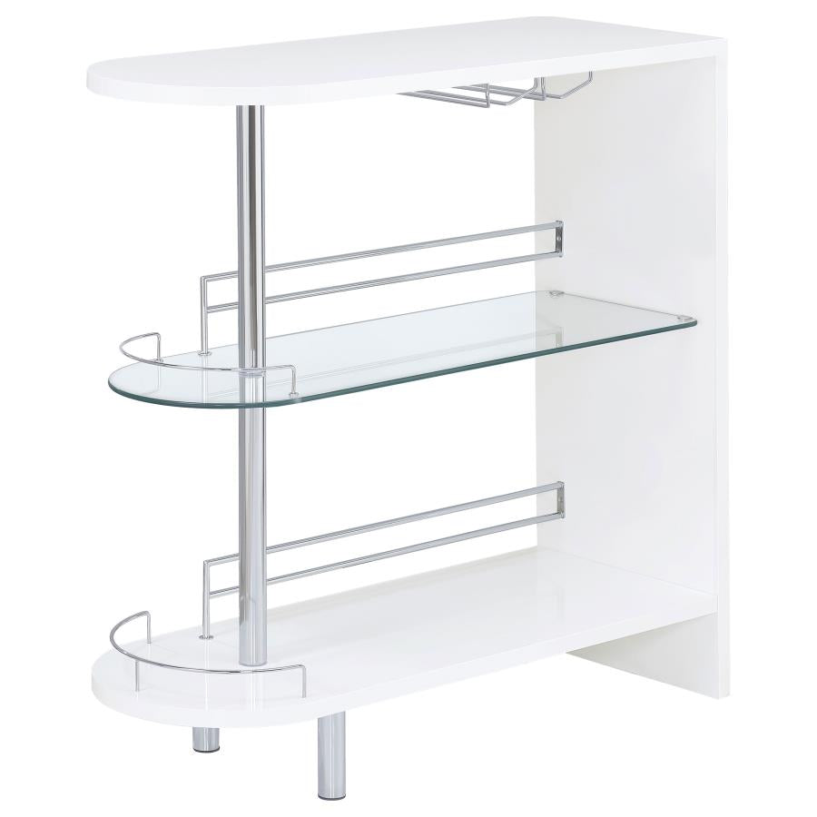 ADOLFO RECTANGULAR 2-TIER HOME BAR TABLE WHITE HIGH GLOSS