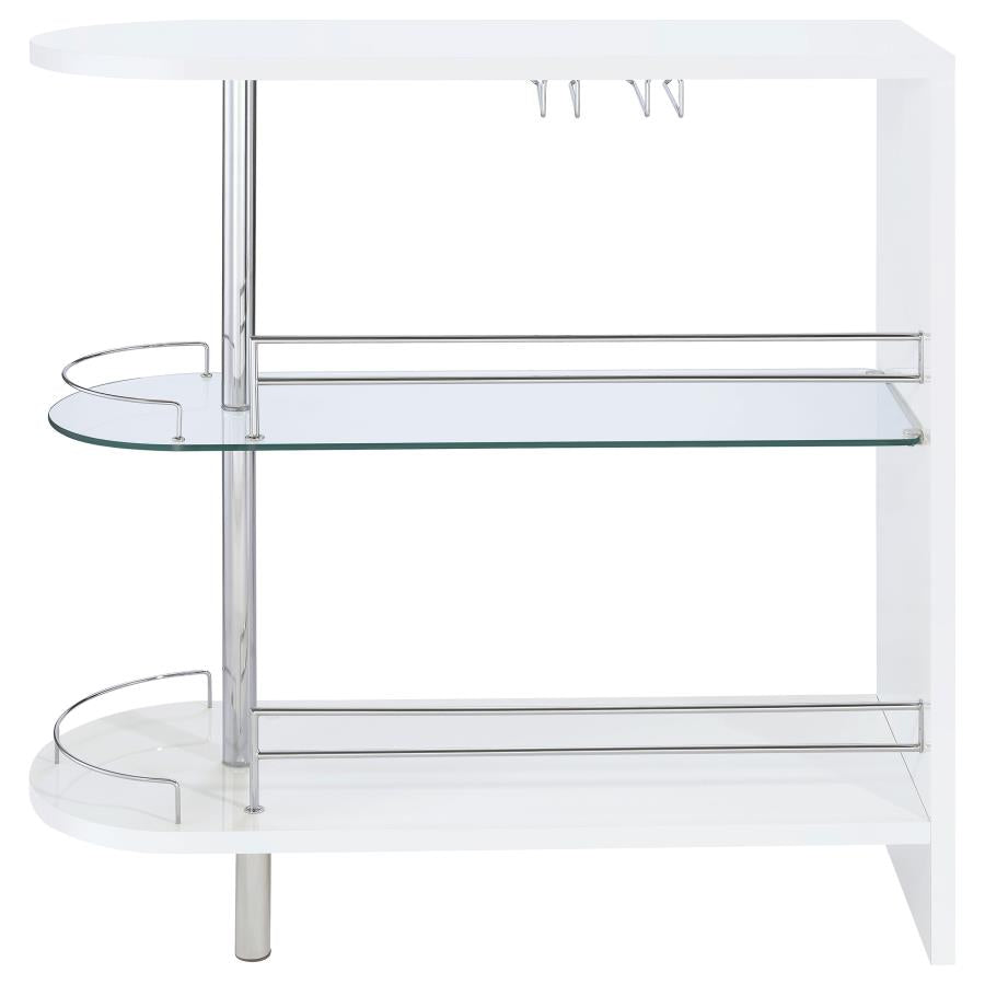 ADOLFO RECTANGULAR 2-TIER HOME BAR TABLE WHITE HIGH GLOSS