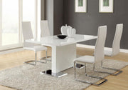 ANGES 5-PIECE DINING TABLE SET WHITE HIGH GLOSS AND WHITE