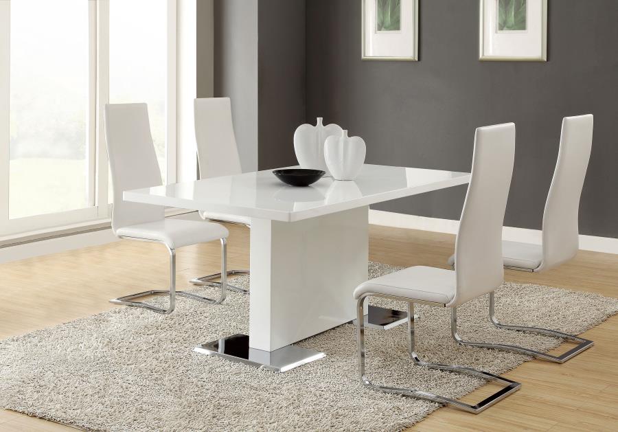 ANGES 5-PIECE DINING TABLE SET WHITE HIGH GLOSS AND WHITE