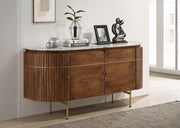 ORTEGA 4-DOOR MARBLE TOP SIDEBOARD BUFFET CABINET NATURAL