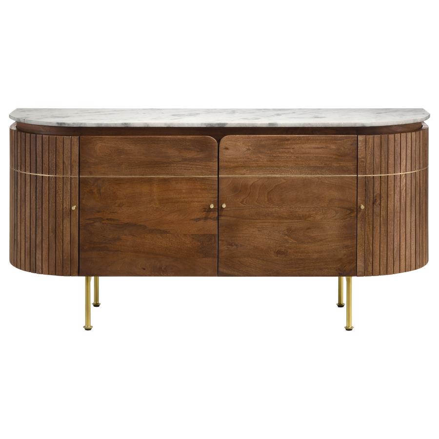 ORTEGA 4-DOOR MARBLE TOP SIDEBOARD BUFFET CABINET NATURAL