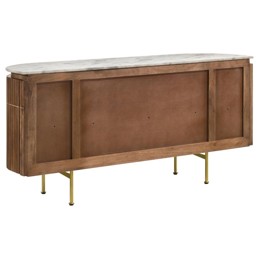 ORTEGA 4-DOOR MARBLE TOP SIDEBOARD BUFFET CABINET NATURAL