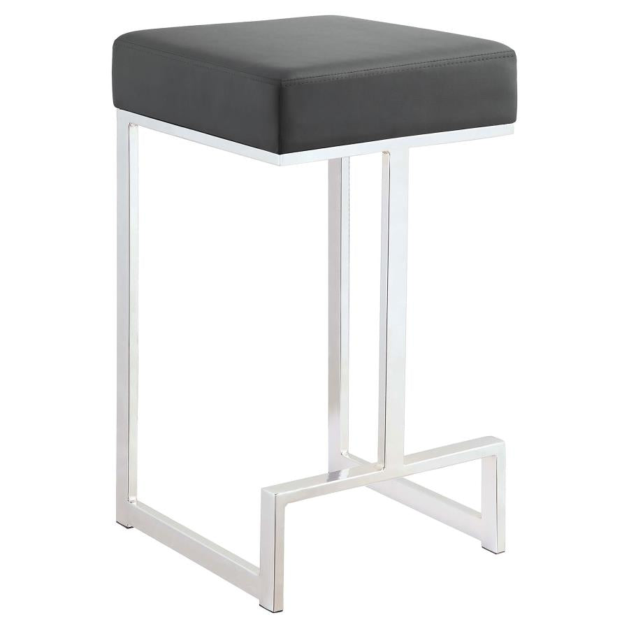 GERVASE SQUARE COUNTER HEIGHT STOOL GREY AND CHROME