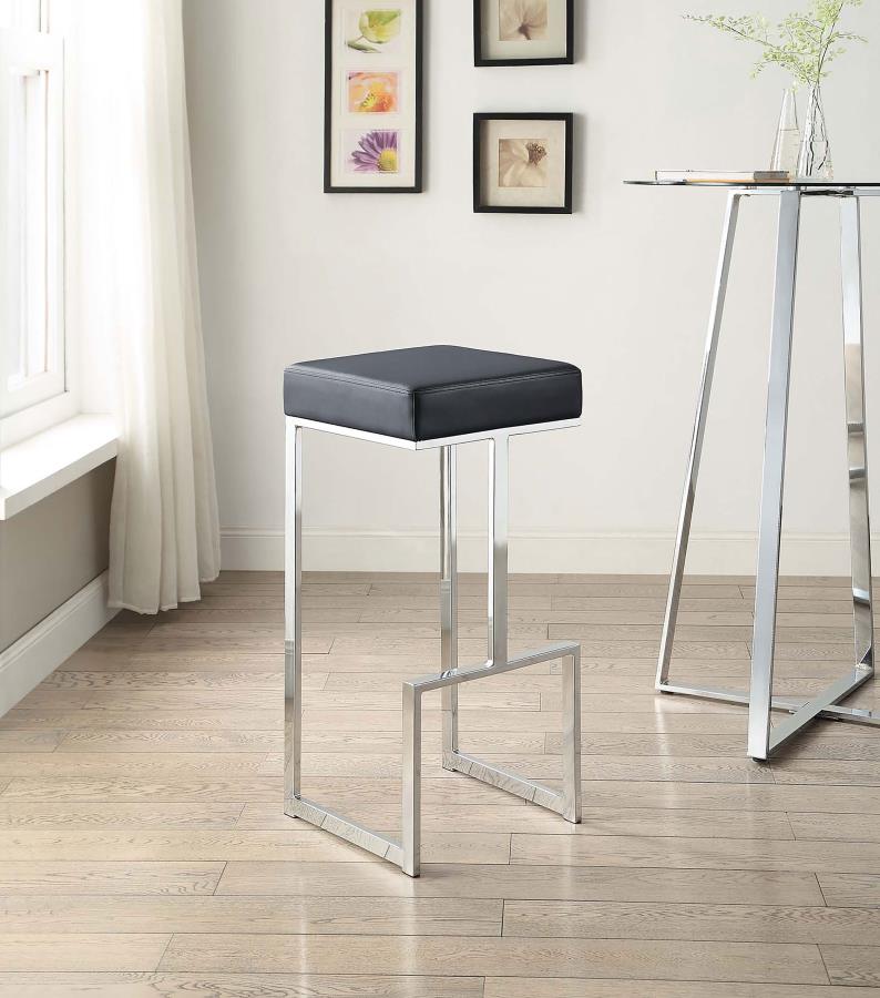 GERVASE SQUARE BAR STOOL BLACK AND CHROME