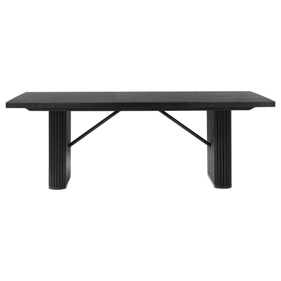 CATHERINE RECTANGULAR 84-INCH WOOD DINING TABLE BLACK