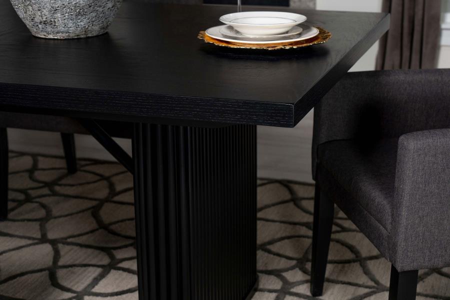 CATHERINE RECTANGULAR 84-INCH WOOD DINING TABLE BLACK