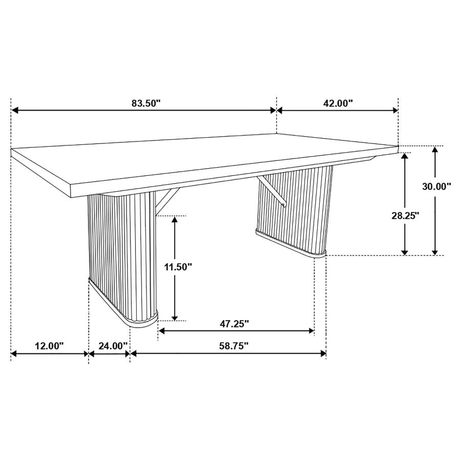 CATHERINE RECTANGULAR 84-INCH WOOD DINING TABLE BLACK