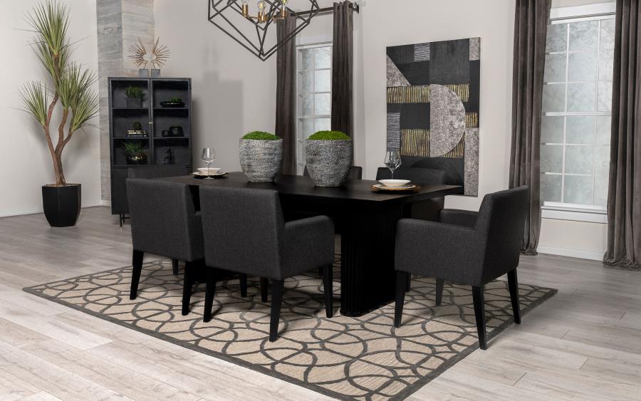 CATHERINE UPHOLSTERED DINING ARM CHAIR GREY (SET OF 2)