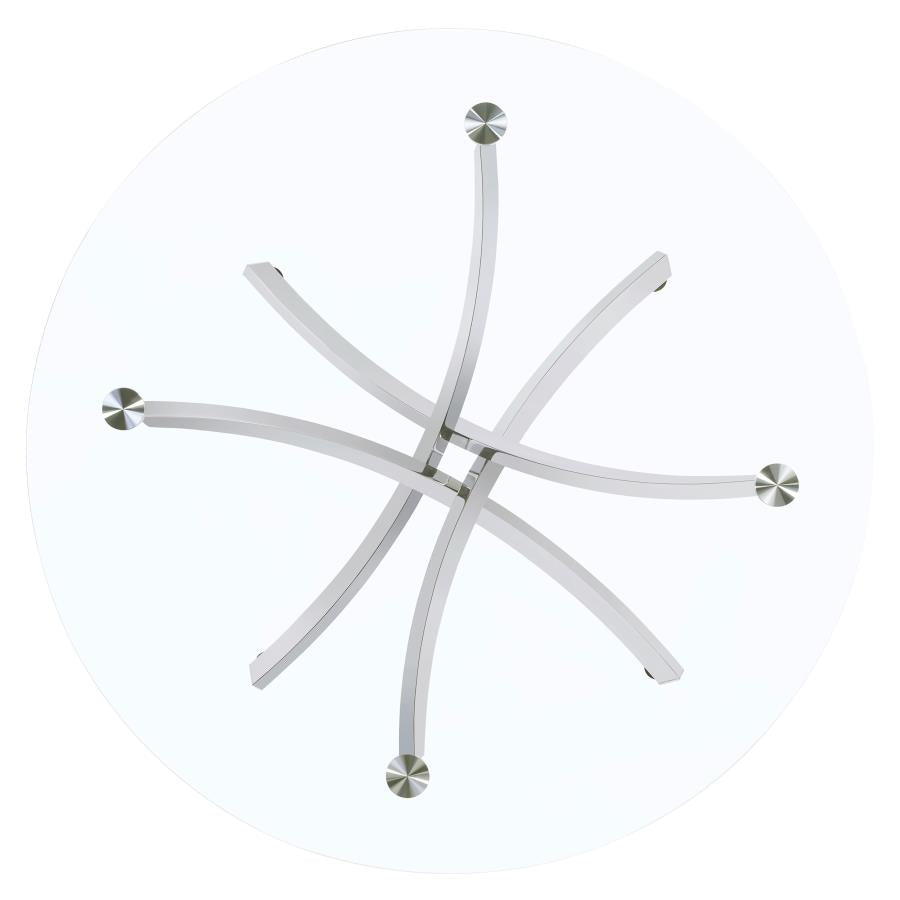 BECKHAM ROUND 46-INCH GLASS TOP DINING TABLE BRASS