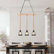 WOOD AND ROPES 3 LIGHT CHANDELIER // BLACK