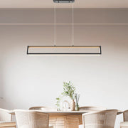 CHANDELIER SATIN BLACK & WOOD