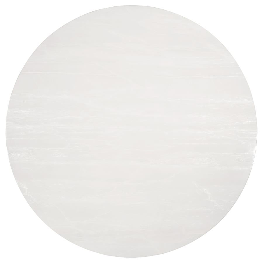 GWYNN ROUND 51-INCH MARBLE STAINLESS STEEL DINING TABLE GOLD