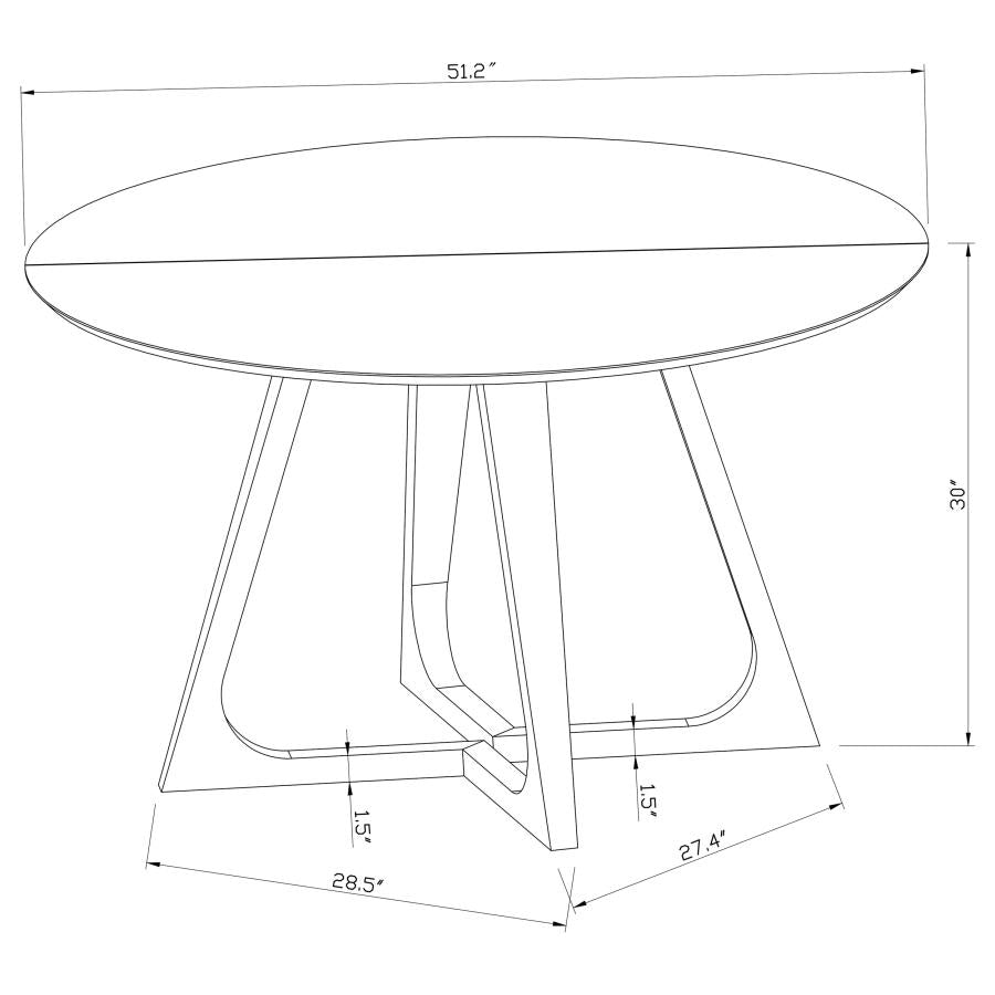 GWYNN ROUND 51-INCH MARBLE STAINLESS STEEL DINING TABLE GOLD