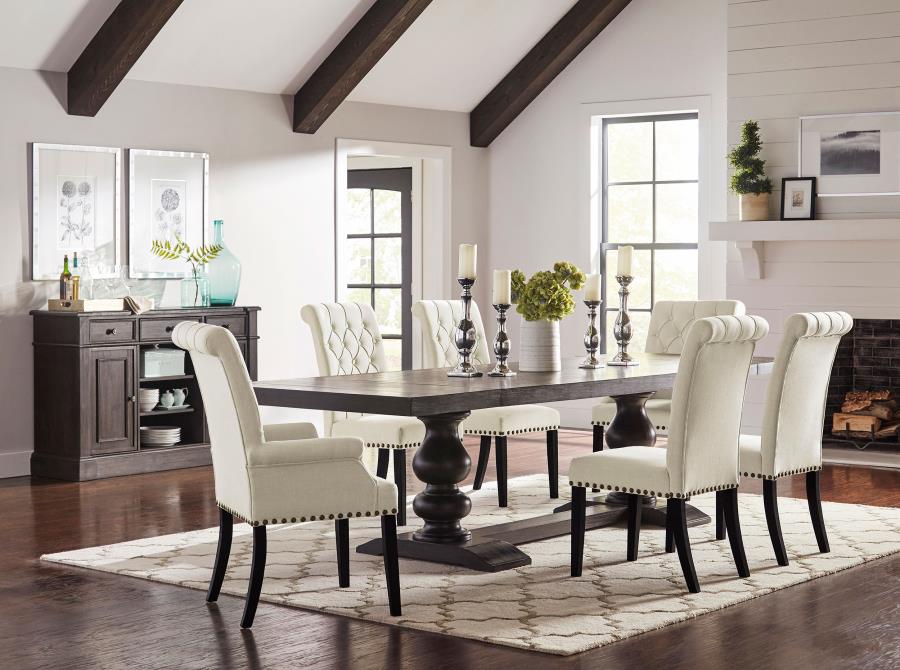 ALANA FABRIC UPHOLSTERED DINING SIDE CHAIR BEIGE (SET OF 2)