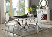 ANTOINE 5-PIECE RECTANGULAR GLASS TOP DINING SET CHROME