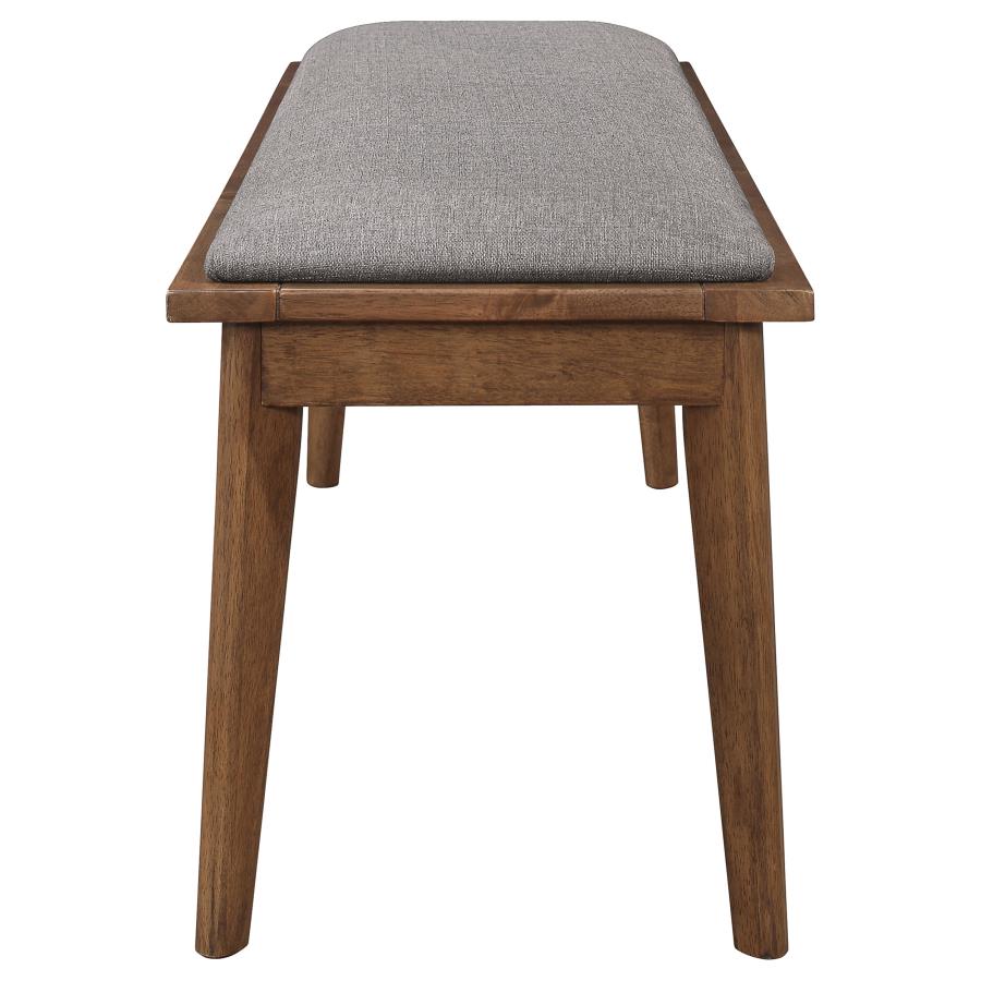 ALFREDO UPHOLSTERED DINING BENCH GREY AND NATURAL WALNUT