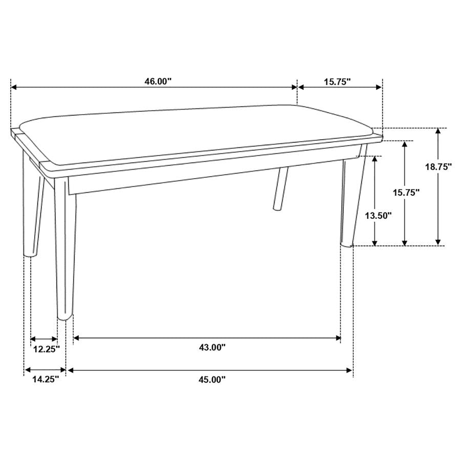 ALFREDO UPHOLSTERED DINING BENCH GREY AND NATURAL WALNUT