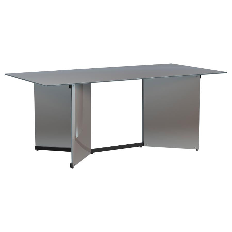 EMERY 76-INCH RECTANGULAR MIRRORED DINING TABLE SILVER