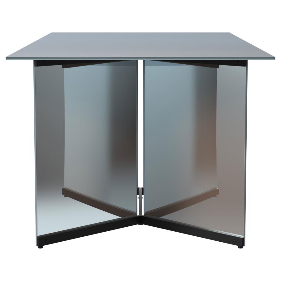 EMERY 76-INCH RECTANGULAR MIRRORED DINING TABLE SILVER