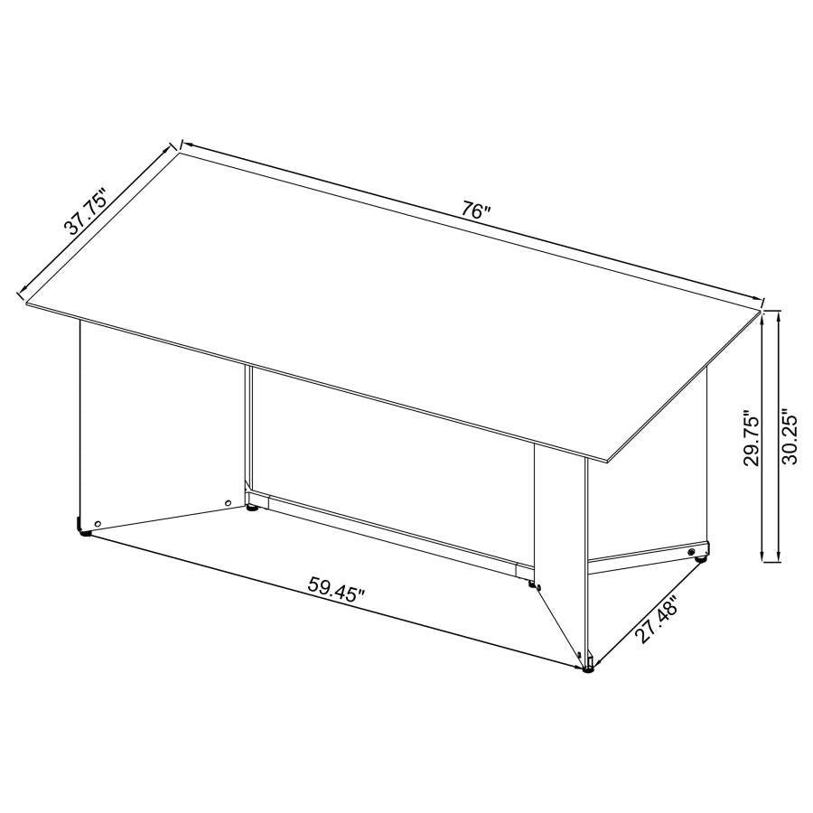 EMERY 76-INCH RECTANGULAR MIRRORED DINING TABLE SILVER