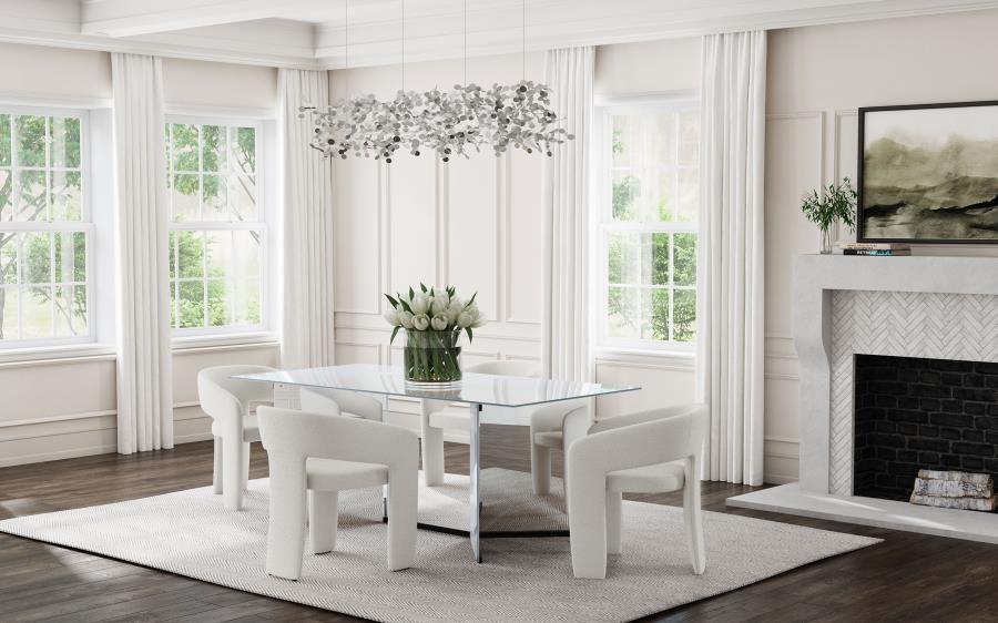 EMERY 76-INCH RECTANGULAR MIRRORED DINING TABLE SILVER