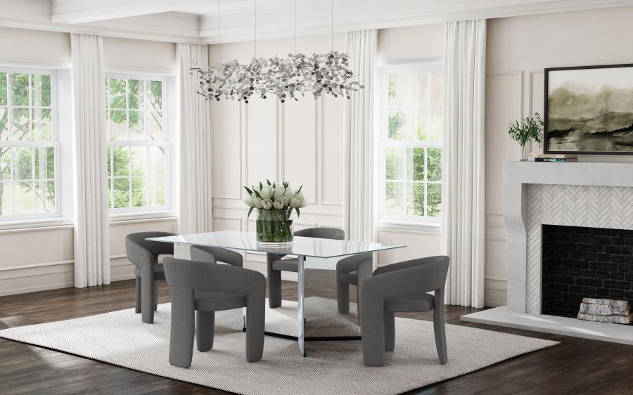 EMERY 76-INCH RECTANGULAR MIRRORED DINING TABLE SILVER