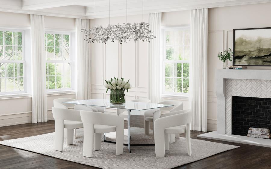 EMERY 76-INCH RECTANGULAR MIRRORED DINING TABLE SILVER