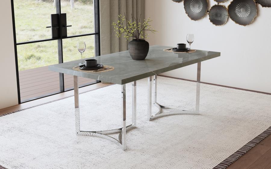 STERLING 72-INCH RECTANGULAR DINING TABLE GREY FAUX MARBLE
