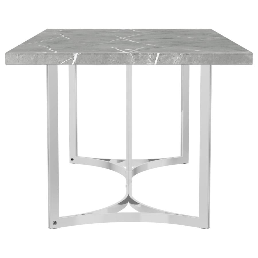 STERLING 72-INCH RECTANGULAR DINING TABLE GREY FAUX MARBLE