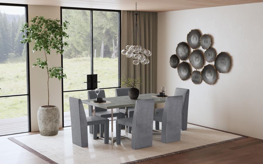 STERLING 72-INCH RECTANGULAR DINING TABLE GREY FAUX MARBLE