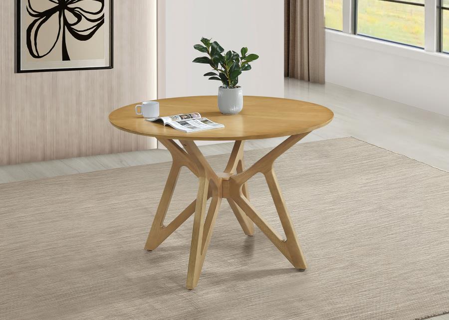 ELOWEN ROUND 42-INCH SOLID WOOD DINING TABLE LIGHT WALNUT