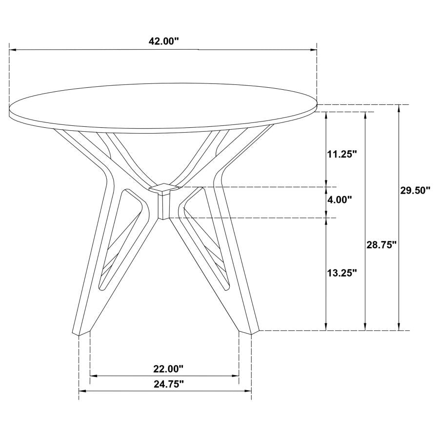 ELOWEN ROUND 42-INCH SOLID WOOD DINING TABLE LIGHT WALNUT