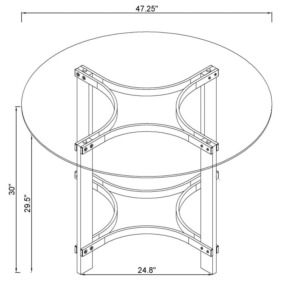KEELING 47-INCH ROUND GLASS TOP ACRYLIC DINING TABLE CHROME