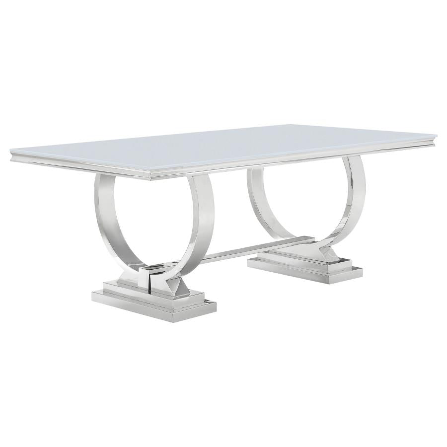 ANTOINE RECTANGULAR 95-INCH GLASS TOP DINING TABLE WHITE