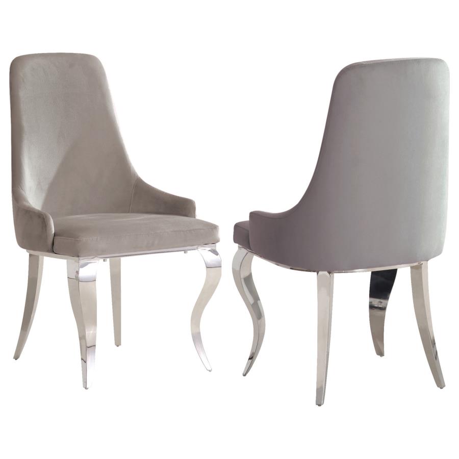 ANTOINE VELVET UPHOLSTERED DINING SIDE CHAIR GREY (SET OF 2)