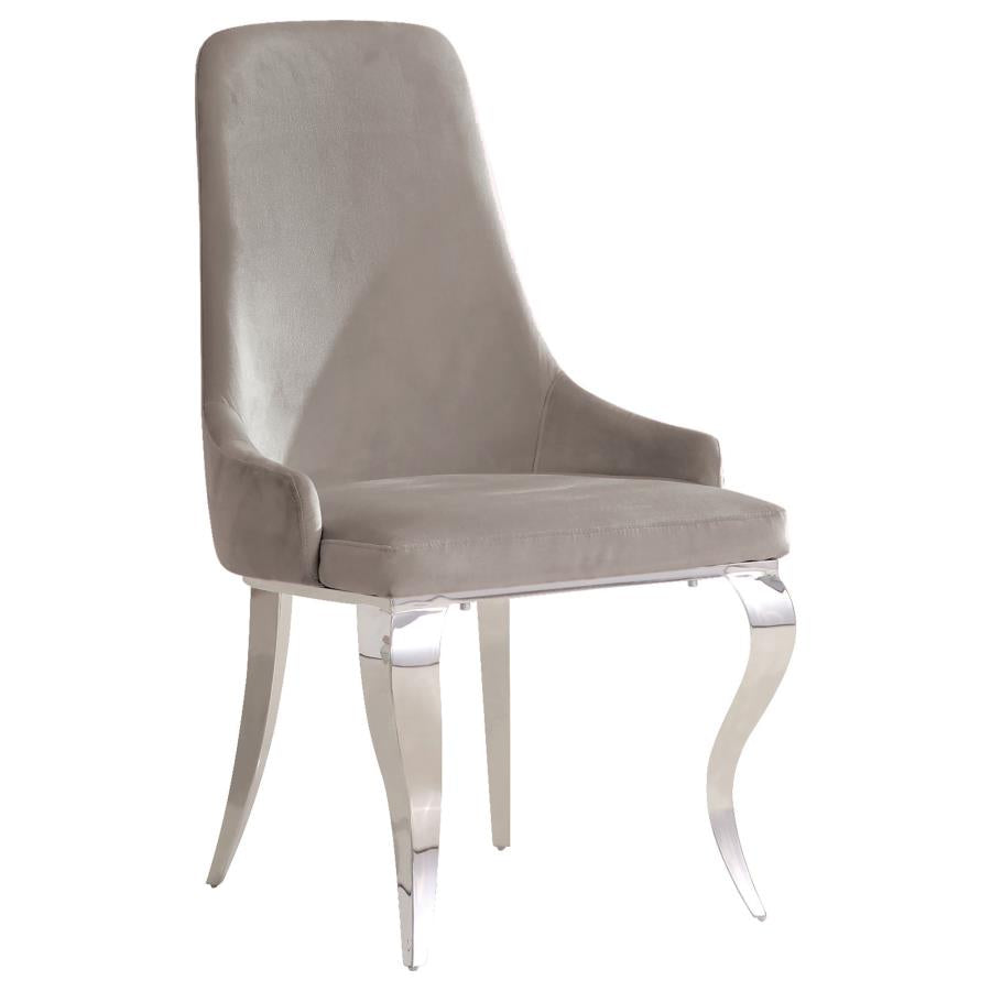 ANTOINE VELVET UPHOLSTERED DINING SIDE CHAIR GREY (SET OF 2)