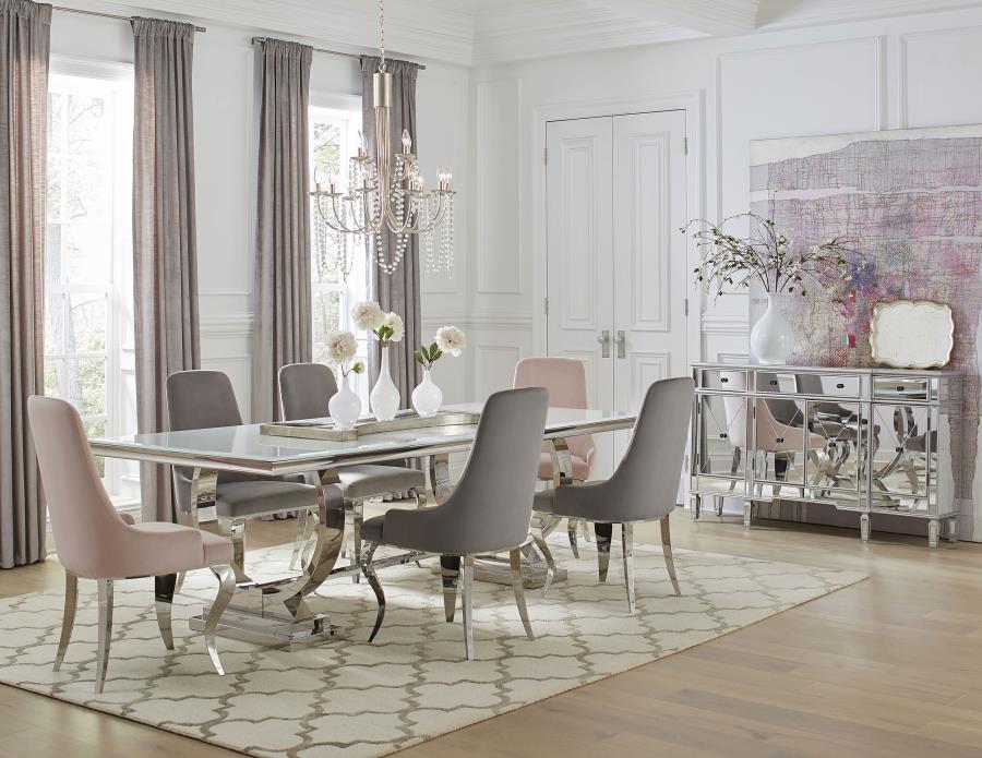 ANTOINE VELVET UPHOLSTERED DINING SIDE CHAIR PINK (SET OF 2)