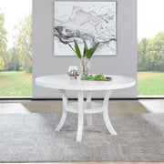 JUDD 54-INCH ROUND DINING WOOD TABLE WITH SHELF PEARL WHITE