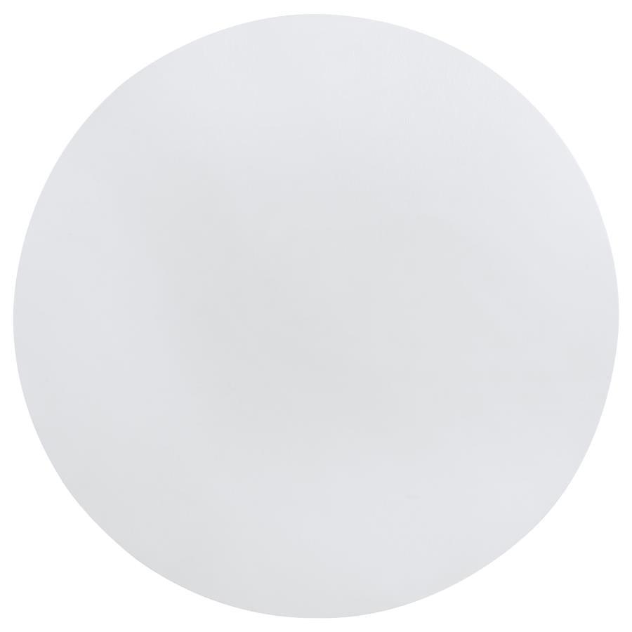 JUDD 54-INCH ROUND DINING WOOD TABLE WITH SHELF PEARL WHITE