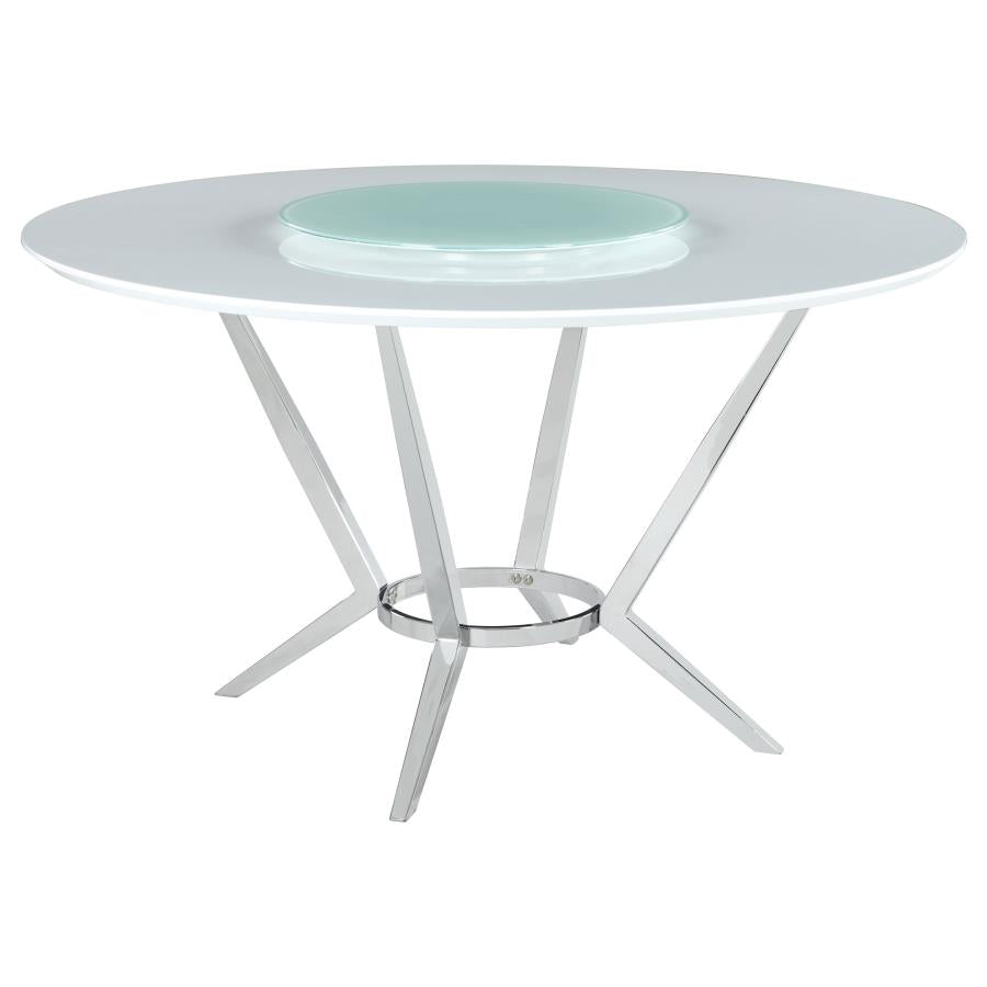 ABBY ROUND 54-INCH LAZY SUSAN DINING TABLE WHITE HIGH GLOSS