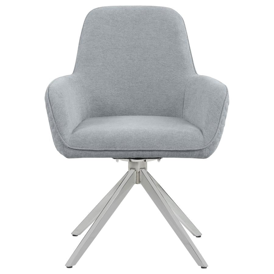 ABBY FABRIC UPHOLSTERED SWIVEL DINING ARM CHAIR LIGHT GREY