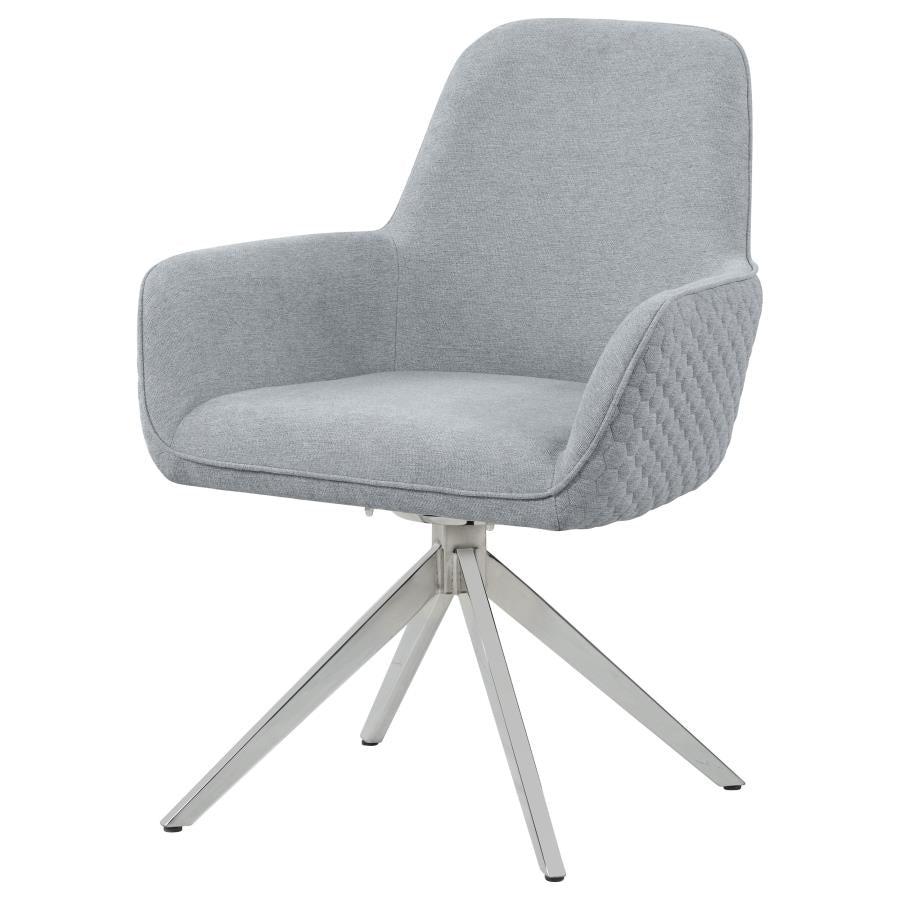 ABBY FABRIC UPHOLSTERED SWIVEL DINING ARM CHAIR LIGHT GREY