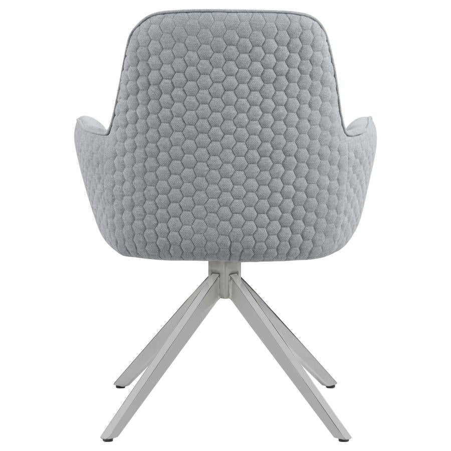 ABBY FABRIC UPHOLSTERED SWIVEL DINING ARM CHAIR LIGHT GREY